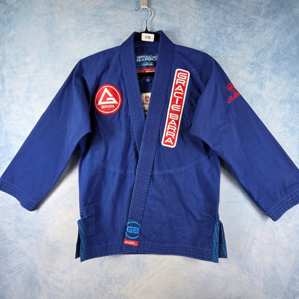 Gracie Barra Equipe Edition Kids BJJ Gi Top Blue Size Y5 Jiu-Jitsu Uniform